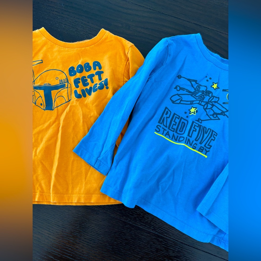 Amazon Essentials Kids Long Sleeve Tees - mustard Yellow and Blue